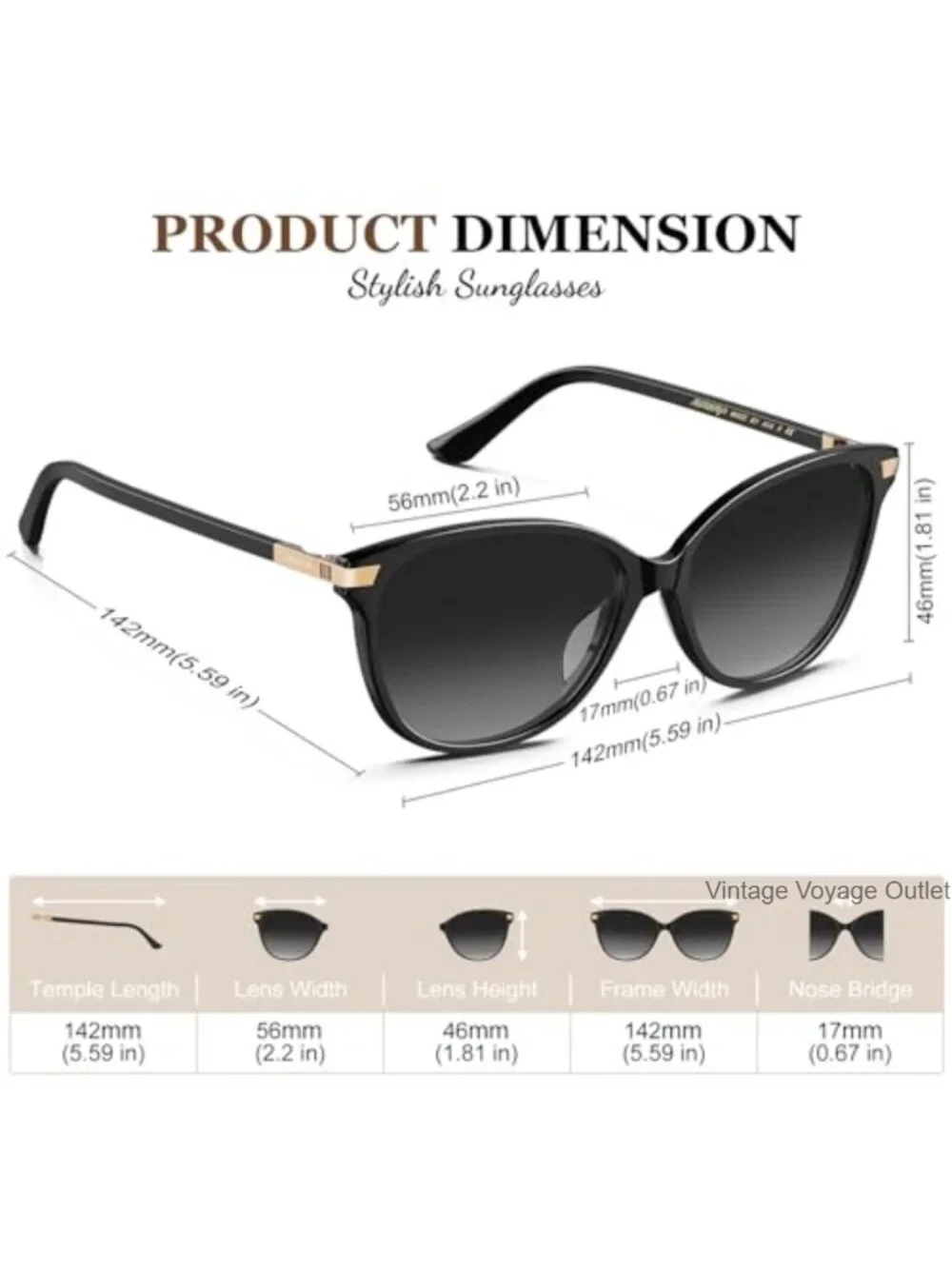Vintage Cat Eye Polarized Sunglasses for Women UV400 Acetate Frame